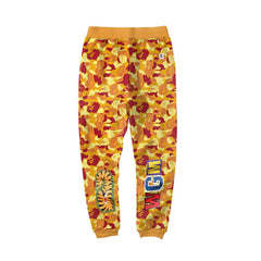 BAPE Orange Red Camo Shark Face Graphic Jogger Pants Unisex Streetwear Sweatpants