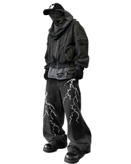 Washed Heavy Embroidery Denim Pants