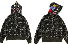 BAPE Shark Camo Full Zip Hoodie Black