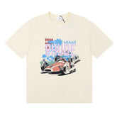 Rhude Grand Prix Miami Racing Car Graphic Cream Short Sleeve T‑Shirt