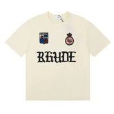 rhude复古标语徽标logo印花小众潮牌圆领宽松短袖T恤男女情侣装 (3)