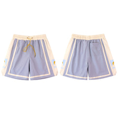 Rhude Light Blue‑Off‑White Color‑Block Mountain Logo Drawstring Streetwear Shorts