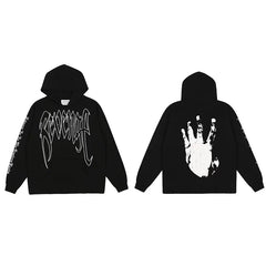 Revenge Classic Hand Graphic Pullover Hoodie Black/white