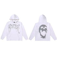 Revenge Screaming Skull Arch Logo Pullover Hoodie white