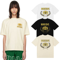 Rhude Premium Cigars Lion Crest Front and Back Graphic Short Sleeve T-Shirt