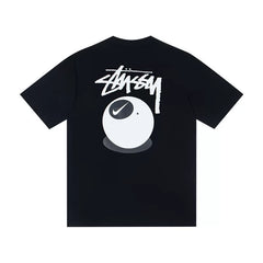 STUSSY Black 8 Ball Front Print Tee
