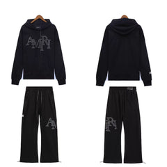 Palm Angels AMIRI Black Logo Hoodie Tracksuit 2Pcs