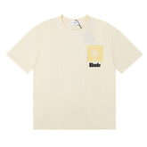 Rhude Geometric Square Layered Logo Graphic Cream Short Sleeve T‑Shirt