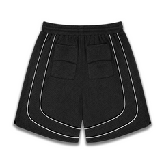 Rhude R‑Logo White Piping Basketball‑Style Drawstring Streetwear Shorts
