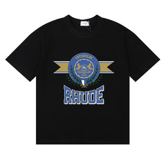 Rhude Cotswolds Laurel Crest Ribbon Graphic Short Sleeve T-Shirt