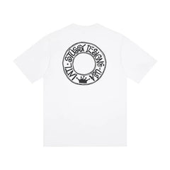 STUSSY White Circle Logo Back Print Tee