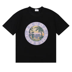 Rhude Cote D'Azur Tropical Palm Circle Graphic Short Sleeve T-Shirt