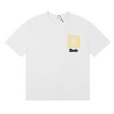 Rhude Geometric Square Layered Logo Graphic White Short Sleeve T‑Shirt