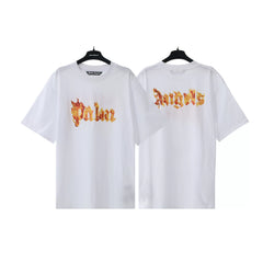 Palm Angels White Flame Letter Print Tee