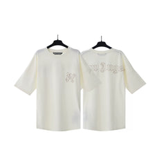 Palm Angels Cream Small Logo Front & Back Tee