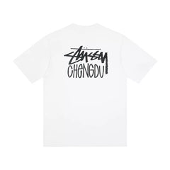 STUSSY White Chengdu Front Logo Tee