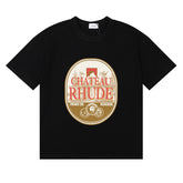 Rhude Chateau Rhude Wine Label Graphic Black Short Sleeve T‑Shirt