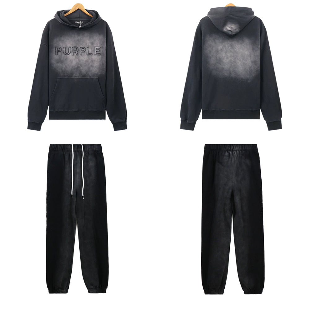Palm Angels PURPLE Black Faded Hoodie Tracksuit 2Pcs