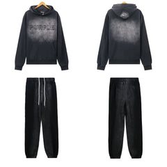 Palm Angels PURPLE Black Faded Hoodie Tracksuit 2Pcs