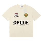 Rhude Alma Mater Crest Badge Graphic Cream Short Sleeve T‑Shirt