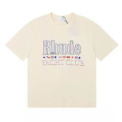 Rhude Yacht Club Flag Print High Quality Double-Yarn Casual Short Sleeve T-Shirt