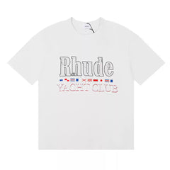 Rhude Yacht Club Flag Print High Quality Double-Yarn Casual Short Sleeve T-Shirt