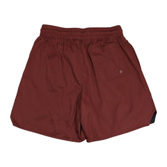 Rhude Bold Logo Yellow Drawstring Burgundy Streetwear Board Shorts