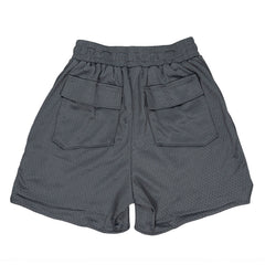 Rhude Large Logo Applique Mesh Streetwear Drawstring Dark Grey Shorts