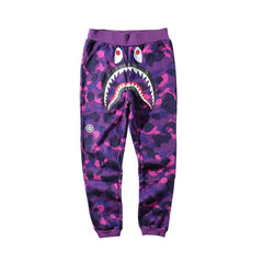 BAPE Purple Camo Shark Joggers, WGM Tiger Print Unisex Hip‑Hop Streetwear Sweatpants