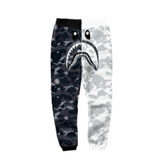 BAPE Camo Shark Sweatpants – Black & Grey Streetwear Joggers