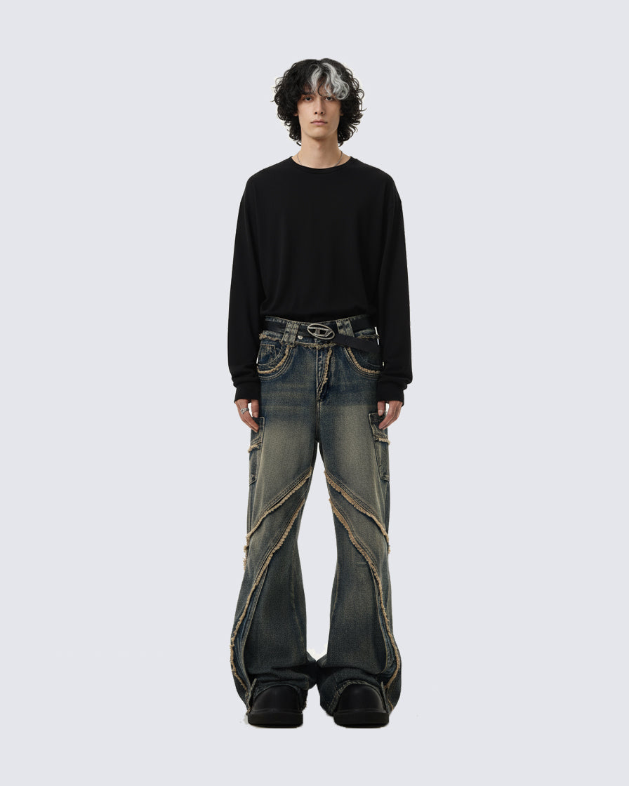 KIIKIO Vintage Raw Edge Jeans