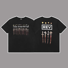 Revenge "One Step Closer to God" Crosses Graphic Short Sleeve T-Shirt