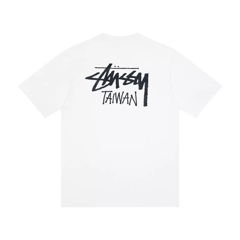 STUSSY White TAIWAN Front Logo Tee