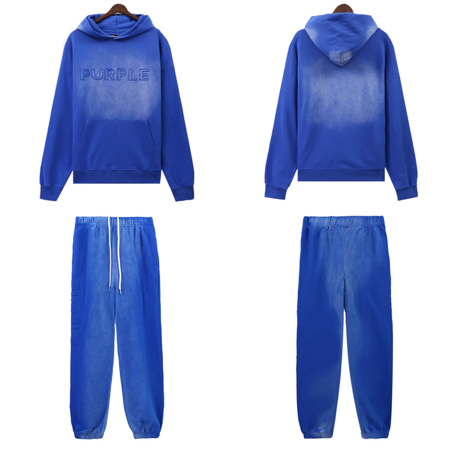 Palm Angels PURPLE Blue Faded Hoodie Tracksuit 2Pcs