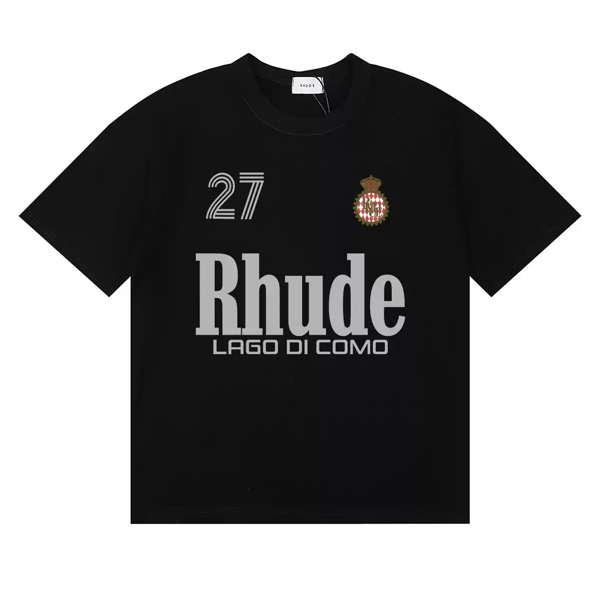 Rhude 27 Number Crest Logo Short‑Sleeve Tee