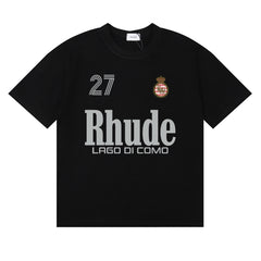 Rhude Lago Di Como 27 Crest Letter Graphic Short Sleeve T-Shirt
