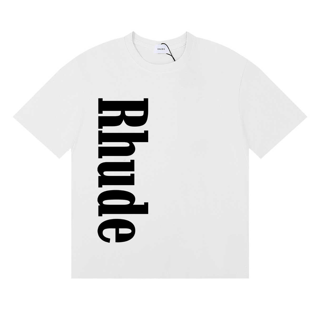 Rhude Vertical Bold Letter Logo Graphic Short Sleeve T-Shirt