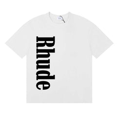 Rhude Vertical Bold Letter Logo Graphic Short Sleeve T-Shirt
