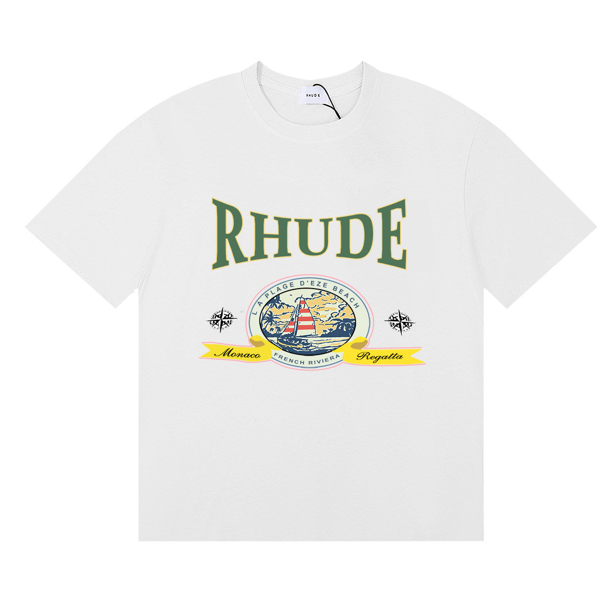 Rhude Monaco Regatta French Riviera Sailboat Graphic Short Sleeve T-Shirt