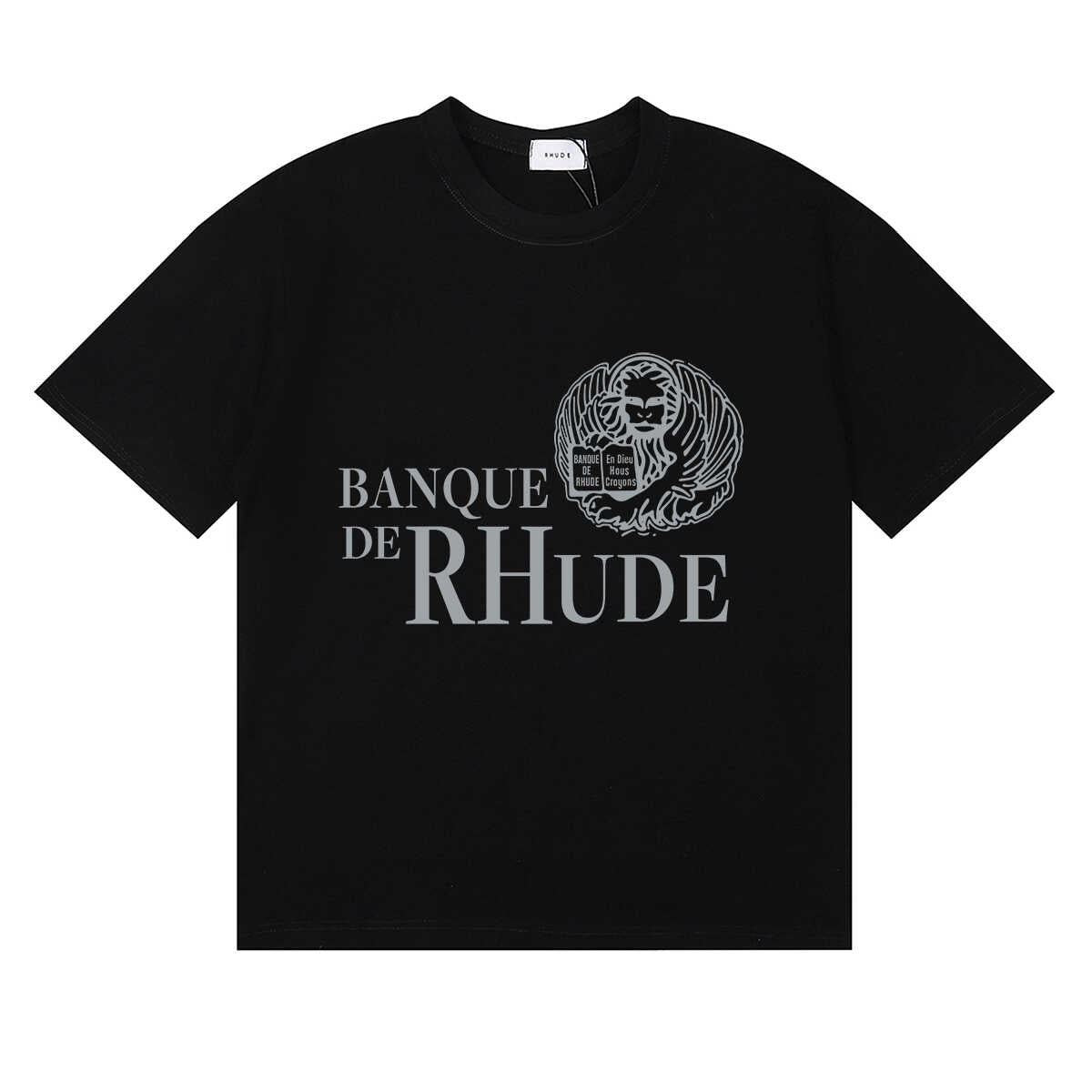 Rhude Banque De Rhude Lion Emblem Graphic Black Short Sleeve T‑Shirt