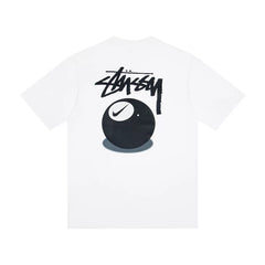 STUSSY White 8 Ball Front Print Tee