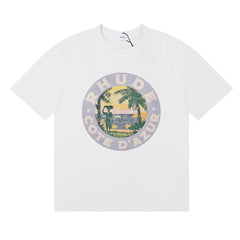 Rhude Cote D'Azur Tropical Palm Circle Graphic Short Sleeve T-Shirt