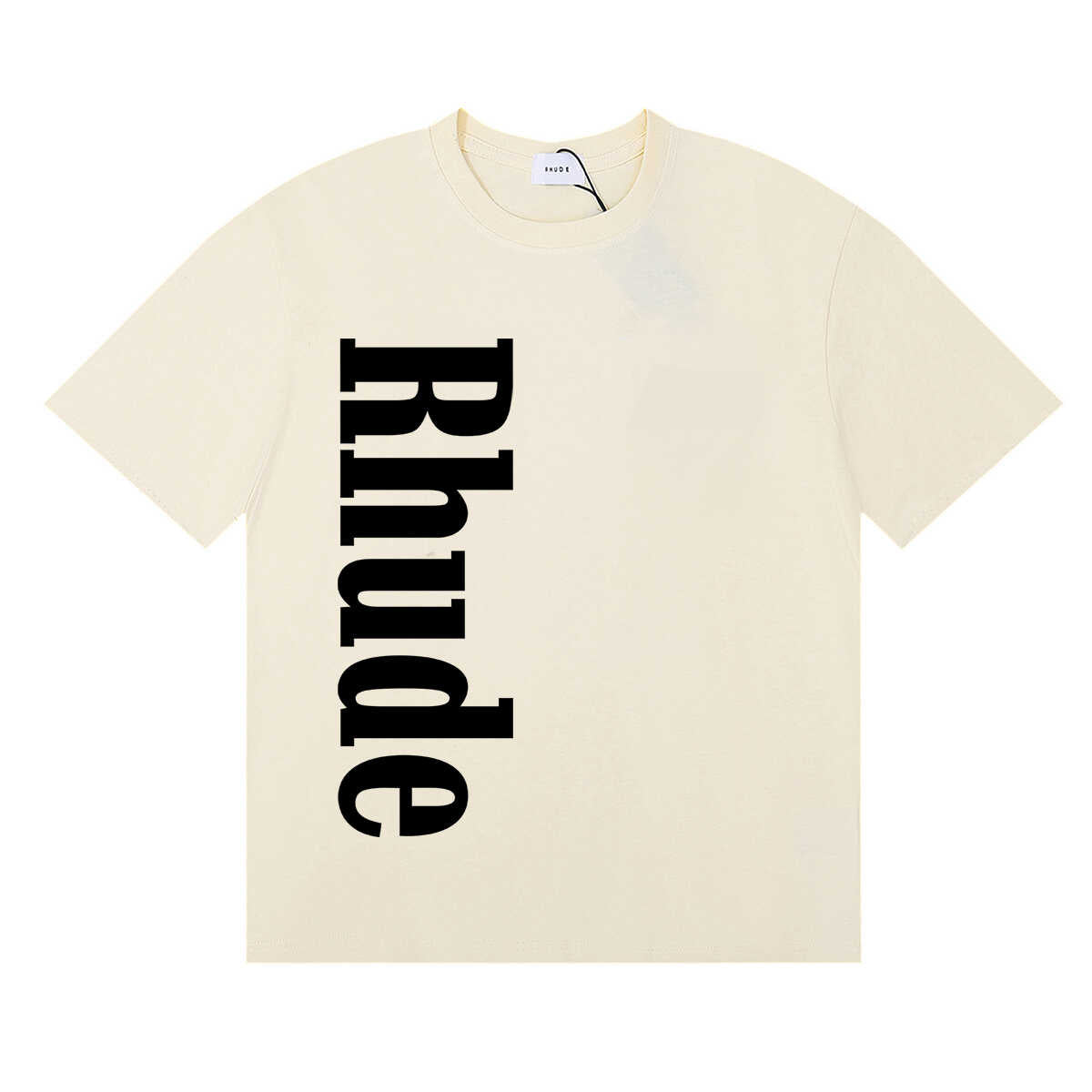 Rhude Vertical Bold Letter Logo Graphic Short Sleeve T-Shirt