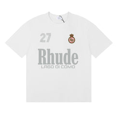 Rhude Lago Di Como 27 Crest Letter Graphic Short Sleeve T-Shirt