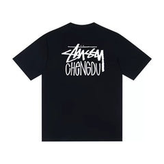 STUSSY Black Chengdu Front Logo Tee