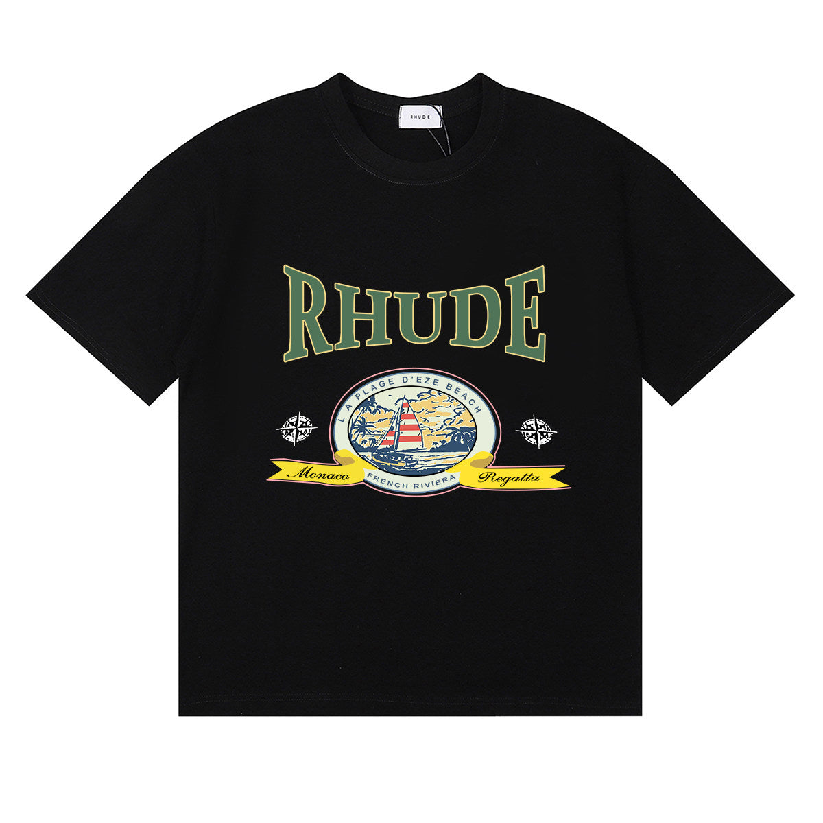 Rhude Monaco Regatta French Riviera Sailboat Graphic Short Sleeve T-Shirt