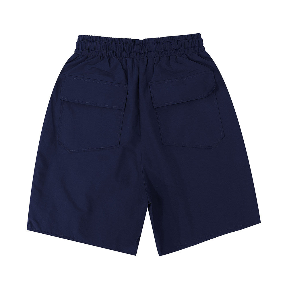 Rhude Large Outline Logo Print Drawstring Navy Streetwear Shorts