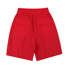 Rhude Large Outline Logo Print Drawstring Red Streetwear Shorts