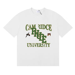 Rhude Cambridge University Vintage College Letter Graphic White Short Sleeve T‑Shirt