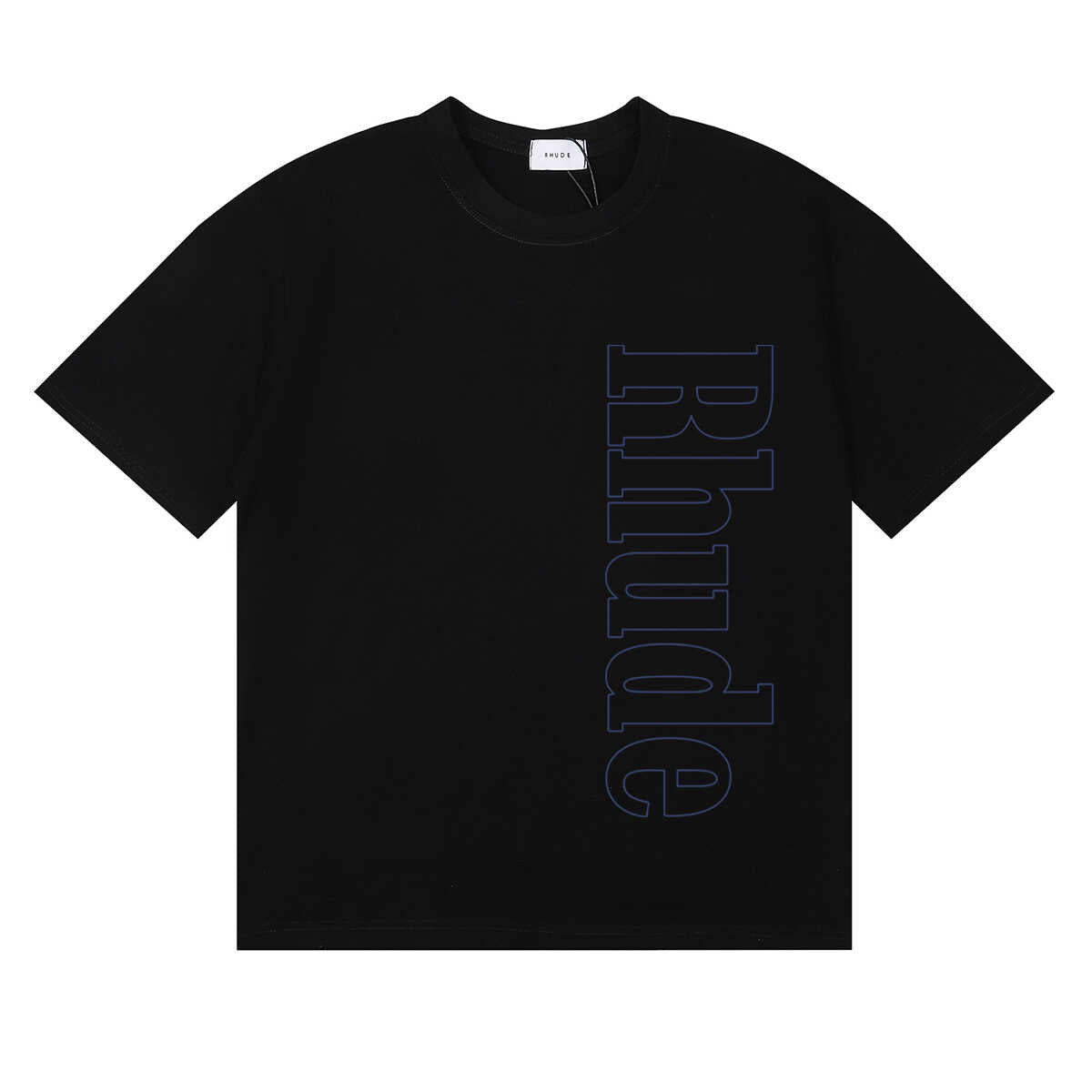 Rhude Vertical Outline Letter Logo Graphic Short Sleeve T-Shirt